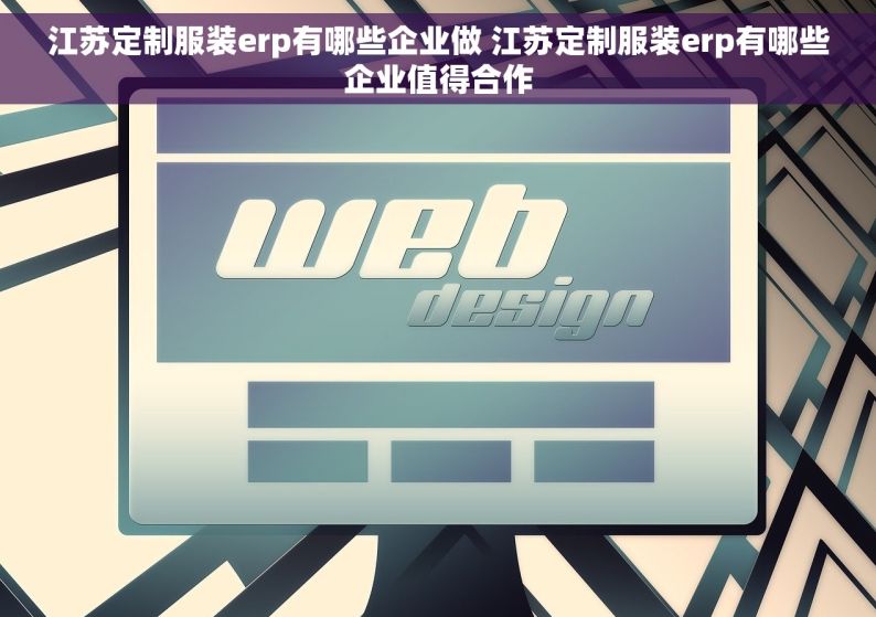 江苏定制服装erp有哪些企业做 江苏定制服装erp有哪些企业值得合作