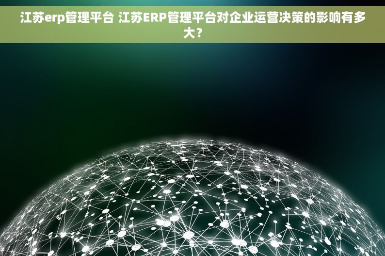 江苏erp管理平台 江苏ERP管理平台对企业运营决策的影响有多大？